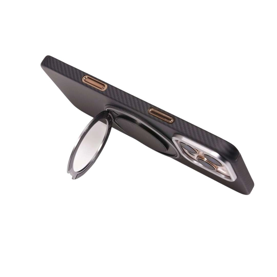 Ốp lưng Carbon cho iPhone 16 Pro Max (có chân chống đứng nghiêng và có thể xoay tròn 360)